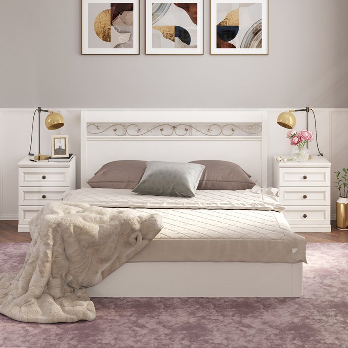 Кровать Белладжио 180х200 белого цвета с подъемным механизмом - купить Кровати для спальни по цене 99720.0