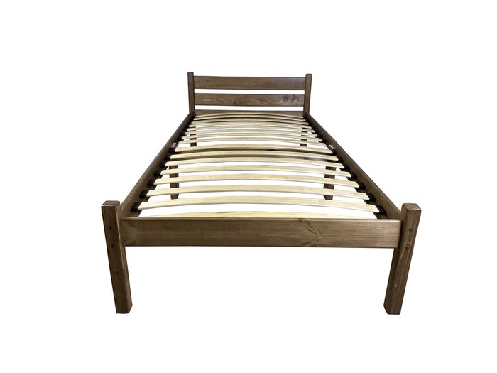 Кровать Компакт сосновая с ортопедическим основанием 80х200 цвета темный дуб - купить Кровати для спальни по цене 9564.0