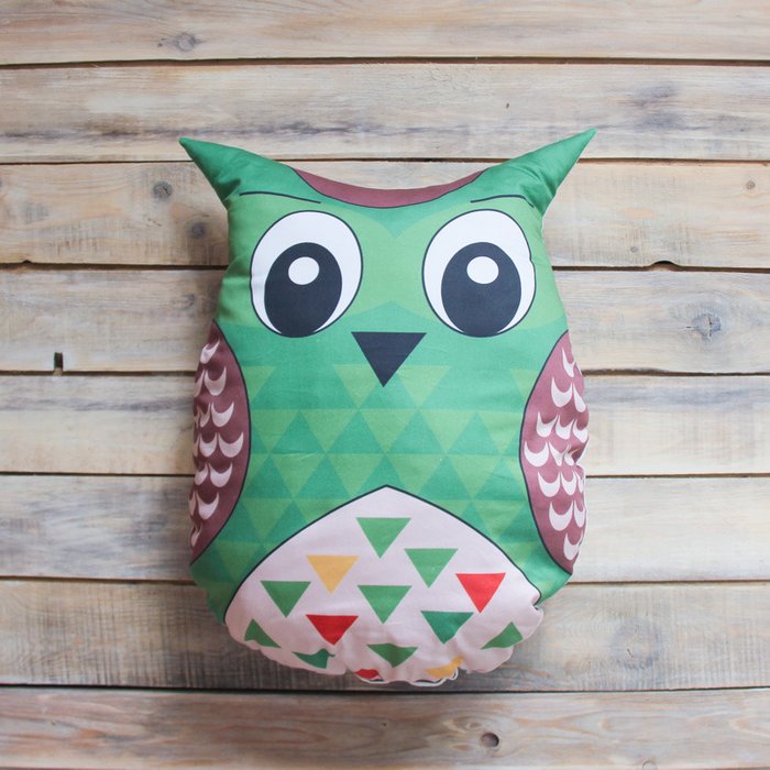 Игрушка-подушка Green Owl из хлопка - купить Декоративные подушки по цене 290.0