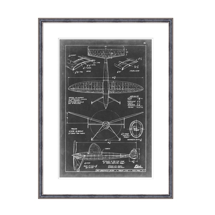 Постер в раме Aeronautic Blueprint 2 со схематичным изображением 