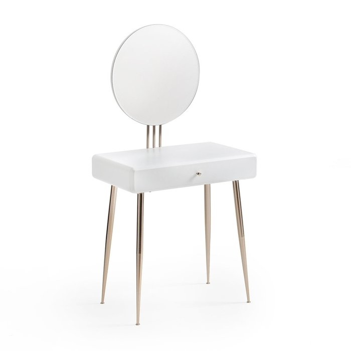 Туалетный столик с круглым зеркалом Topim белого цвета