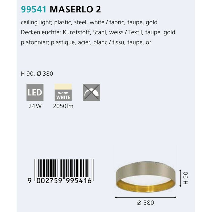 Потолочный светодиодный светильник Eglo Maserlo 2 99541 - купить Потолочные светильники по цене 10990.0