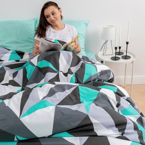 КПБ 'Традиция' дуэт, поплин, 100% хлопок, пл. 118 гр./кв.м., 'Мозаика бирюза комп.' - лучшие Комплекты постельного белья в INMYROOM