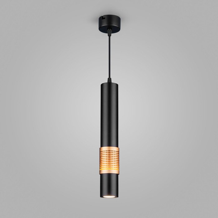 Подвесной потолочный светильник DLN001 MR16 черный матовый/золото - лучшие Подвесные светильники в INMYROOM