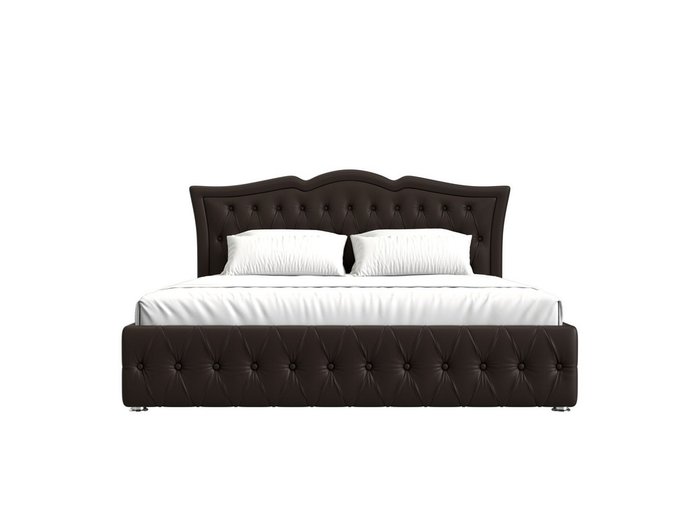 Кровать Герда 200х200 темно-коричневого цвета с подъемным механизмом (экокожа) - купить Кровати для спальни по цене 96999.0