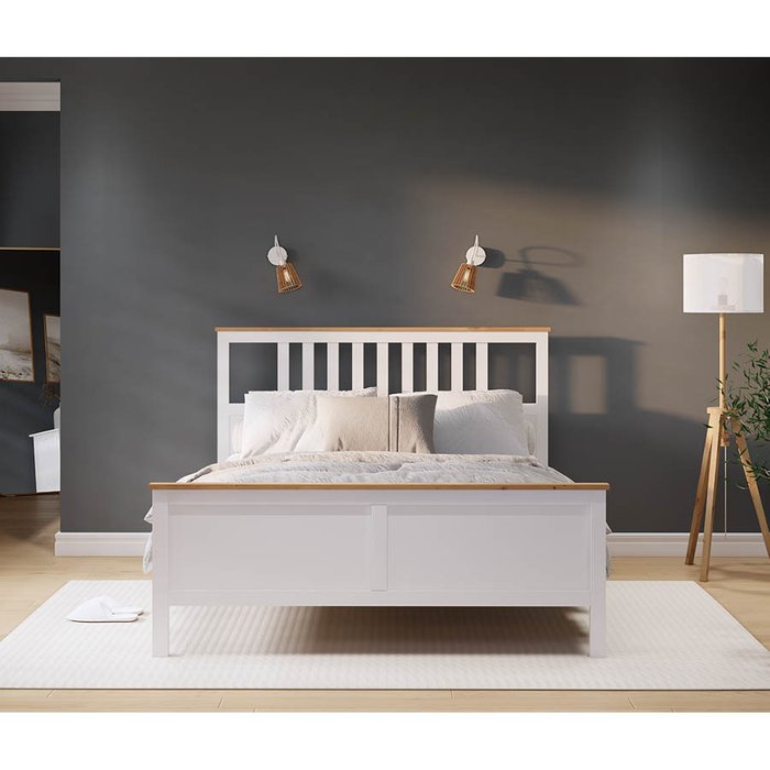 Кровать Кымор 160х200 белого цвета без подъемного механизма - лучшие Кровати для спальни в INMYROOM