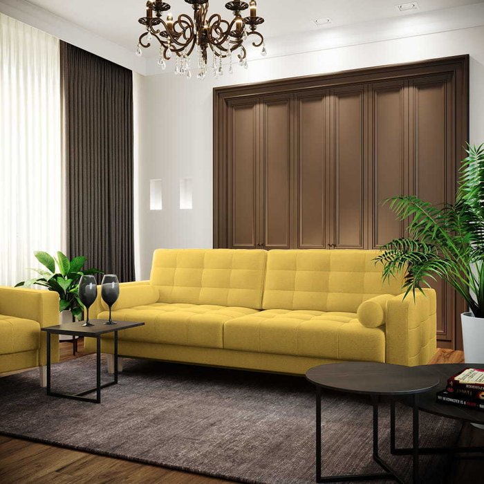 Диван-кровать Морган желтого цвета - купить Прямые диваны по цене 98100.0
