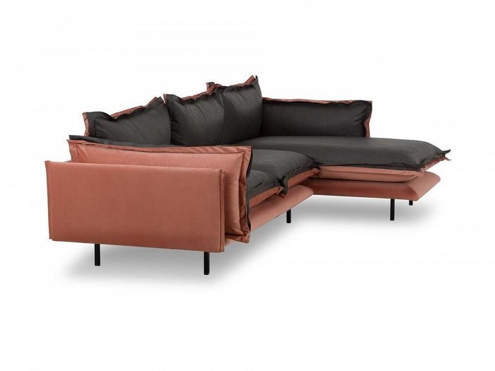Угловой диван Barcelona серо-кораллового цвета - лучшие Угловые диваны в INMYROOM