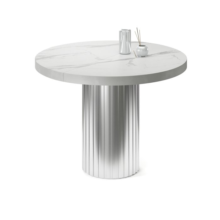 Обеденный стол раздвижной Регул S на серебряном основании - лучшие Обеденные столы в INMYROOM