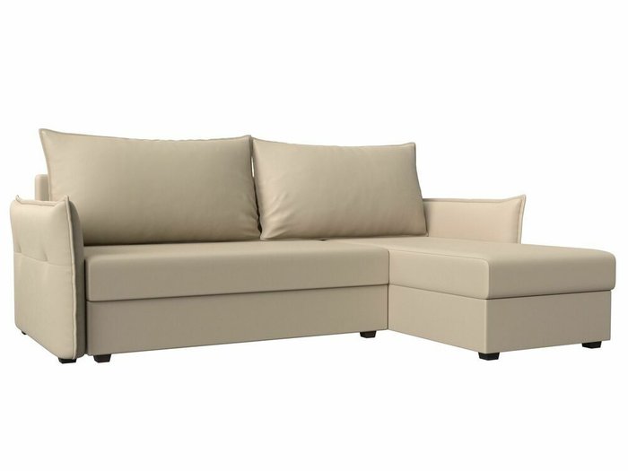 Угловой диван-кровать Лига 004 бежевого цвета угол правый (экокожа)