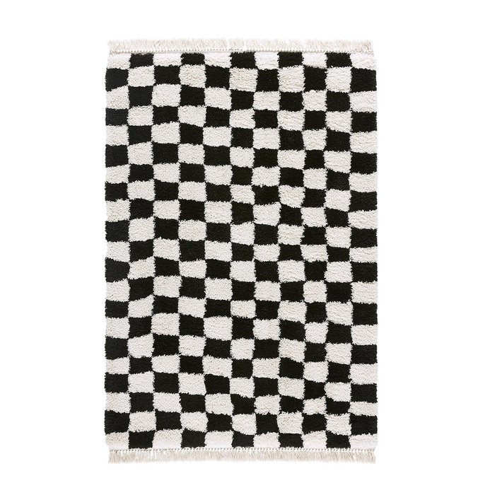 Ковер с шахматным принтом Danito 160x230 черного цвета