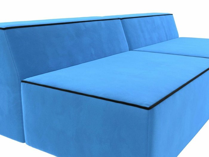 Прямой модульный диван Монс голубого цвета с черным кантом - лучшие Прямые диваны в INMYROOM