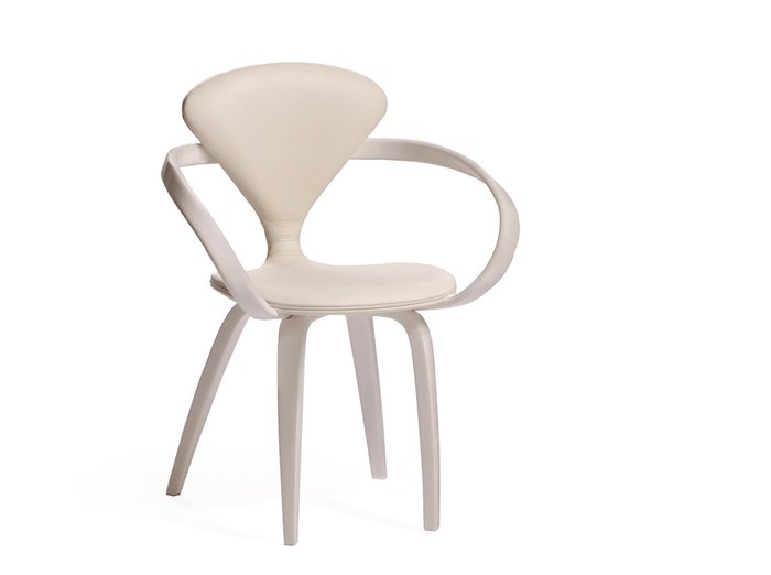 Обеденный стул Apriori N с обивкой сиденья из натуральной кожи белого цвета