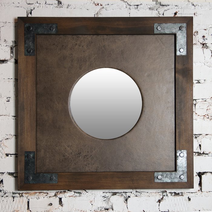 Зеркало настенное Авиатор в раме коричневого цвета - лучшие Настенные зеркала в INMYROOM