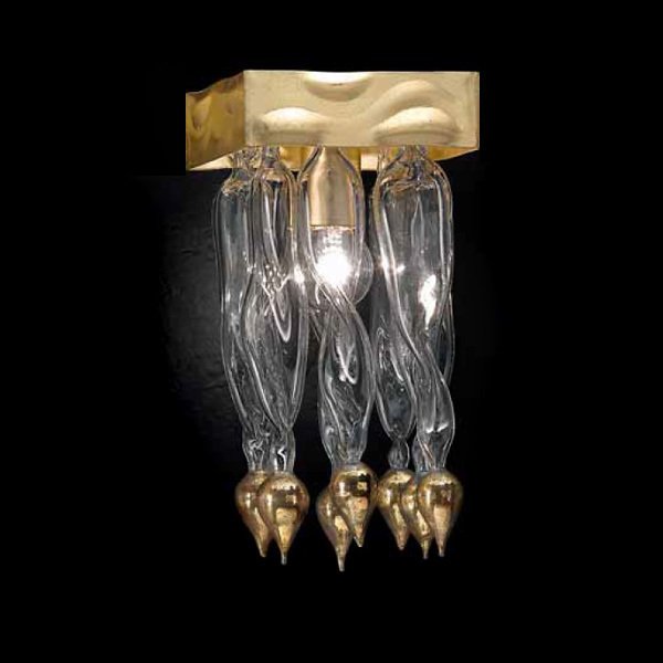 Потолочный светильник Lamp di Volpato Patrizia "Alaska" из прозрачного стекла с кулонами золотого цвета