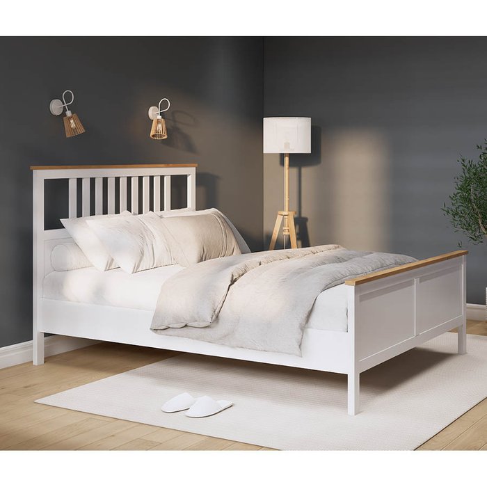 Кровать Кымор 180х200 белого цвета без подъемного механизма - купить Кровати для спальни по цене 41990.0
