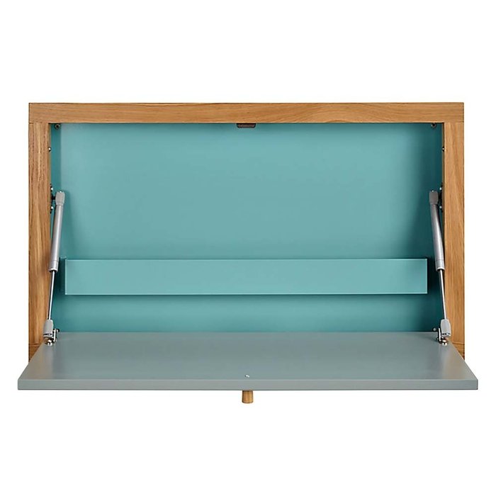Стол настенный откидной Brenta Wall Desk Blue  серо-голубого цвета