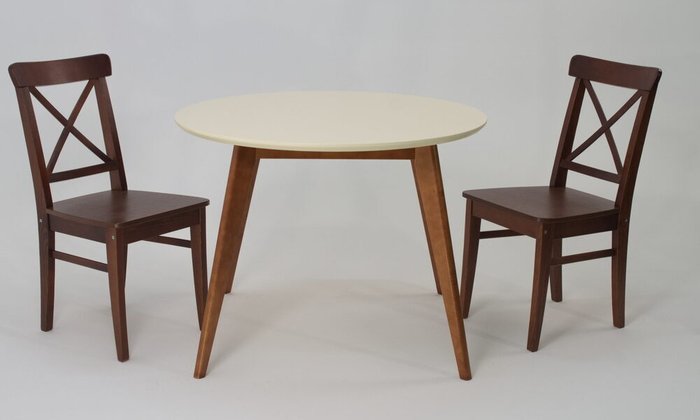 Обеденная группа Сканди D100 со стульями цвета орех - лучшие Обеденные группы в INMYROOM