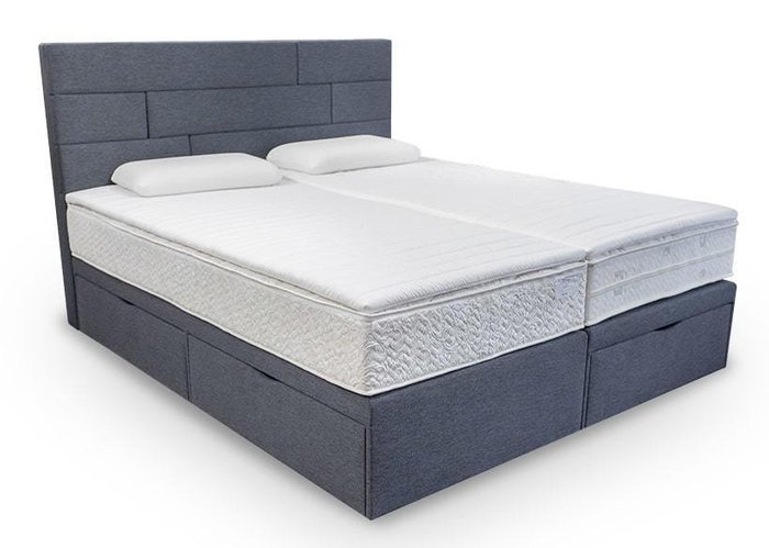 Кровать Домино серого цвета с тремя ящиками 200х200