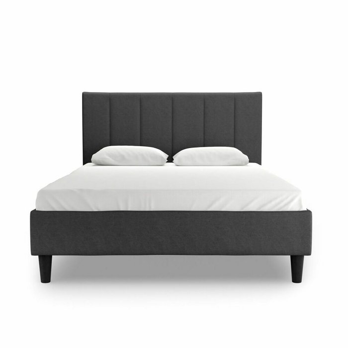 Кровать Джейн 140x200 темно-серого цвета без подъемного механизма - купить Кровати для спальни по цене 19119.0 Кровать Джейн 140x200 темно-серого цвета без подъемного механизма - купить Кровати для спальни по цене 19119.0