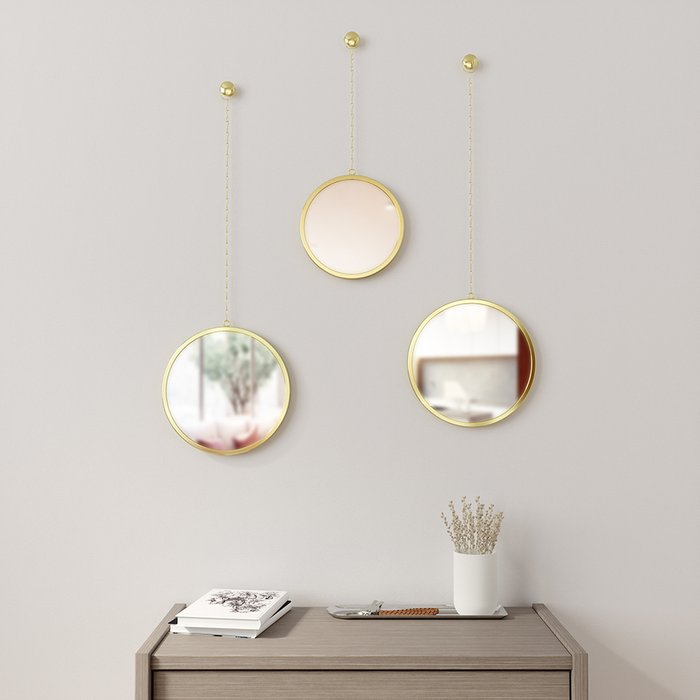 Зеркала настенные декоративные Dima круглые цвета латунь - купить Декор стен по цене 7100.0