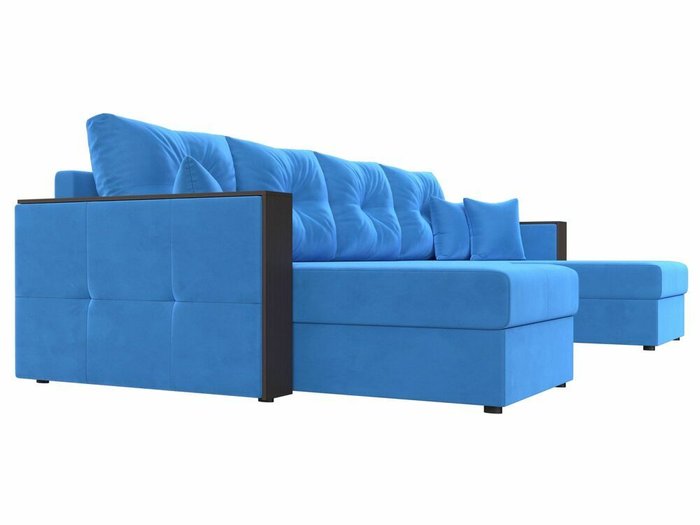 Угловой диван-кровать Валенсия П-образный голубого цвета - лучшие Угловые диваны в INMYROOM