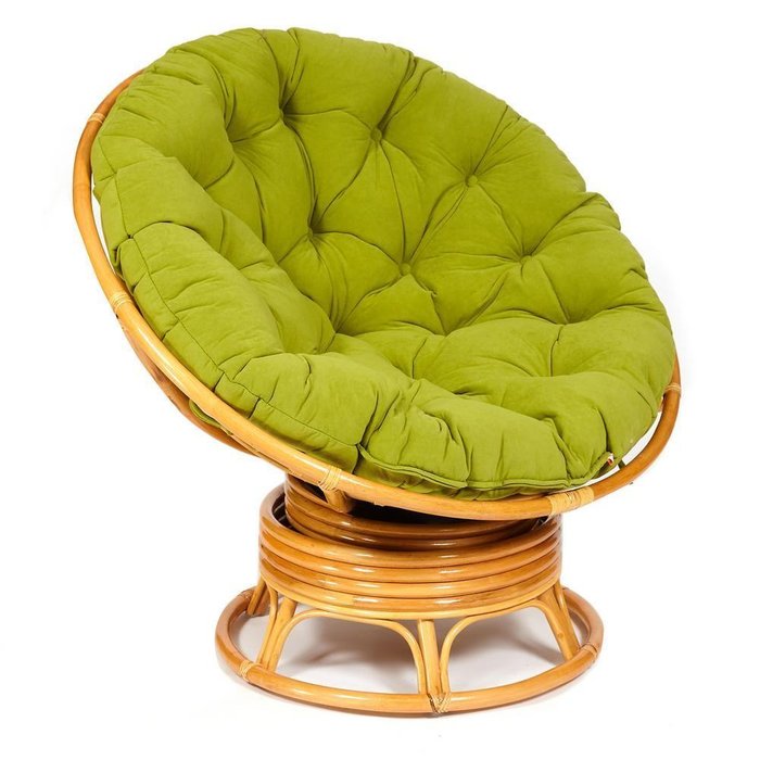 Кресло-качалка Papasan Honey с подушкой зеленого цвета Кресло-качалка Papasan Honey с подушкой зеленого цвета
