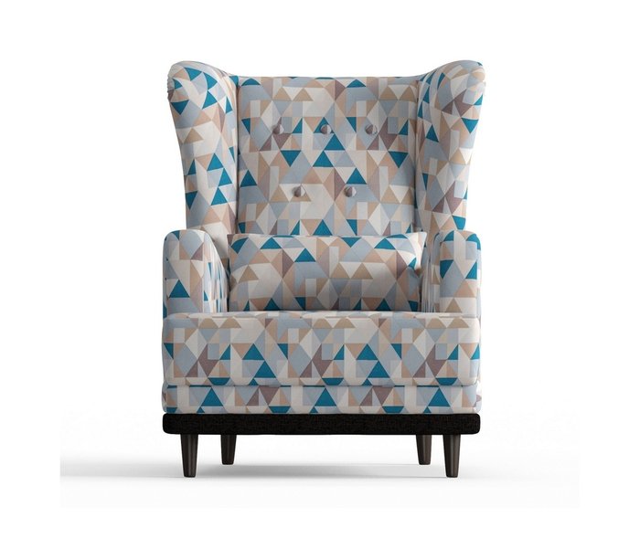 Кресло Лорд в обивке из микровелюра бежево-голубого цвета - купить Интерьерные кресла по цене 13290.0