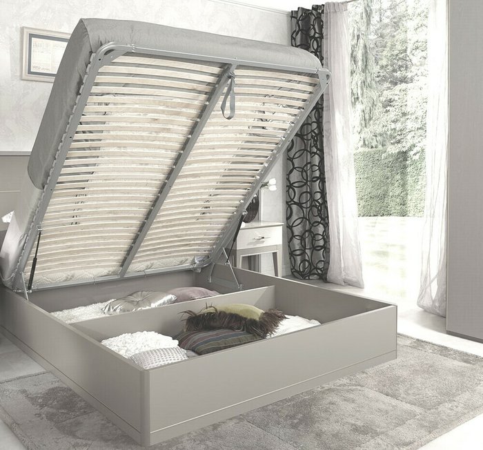 Кровать с подъемным механизмом Palmari 160х200 серого цвета - лучшие Кровати для спальни в INMYROOM
