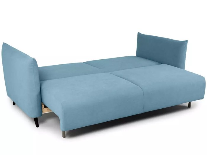 Диван-кровать Menfi голубого цвета с черными ноками  - лучшие Прямые диваны в INMYROOM