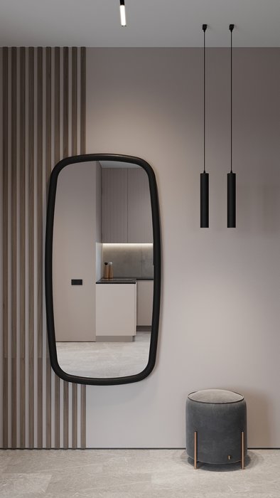 Настенное зеркало Base 80х160 в раме черного цвета - лучшие Настенные зеркала в INMYROOM