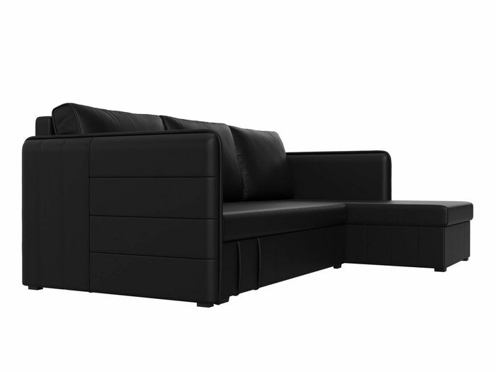 Угловой диван-кровать Слим черного цвета (экокожа) правый угол - лучшие Угловые диваны в INMYROOM