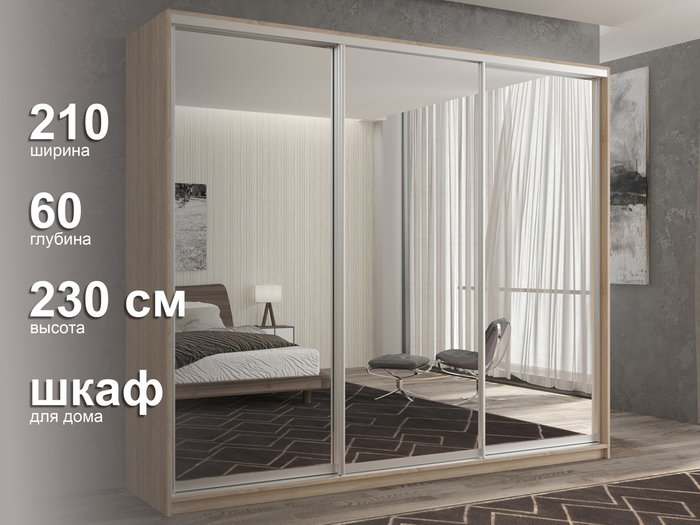 Шкаф-купе Кааппи-1 210 цвета Дуб сонома  - лучшие Шкафы-купе в INMYROOM