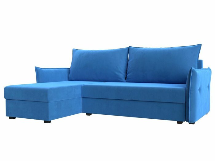 Угловой диван-кровать Лига 004 голубого цвета угол левый