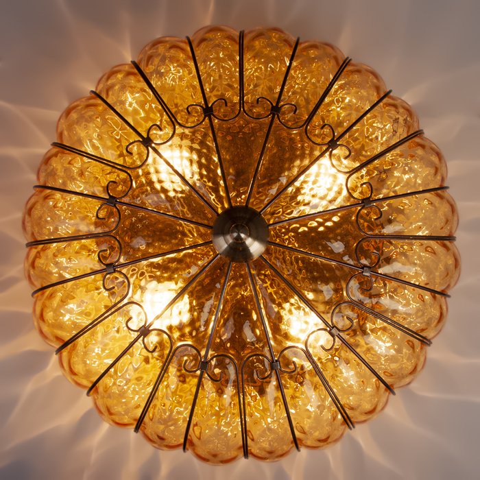 Накладной светильник Cornelia 2244/4(amber) (стекло, цвет желтый) - лучшие Потолочные светильники в INMYROOM