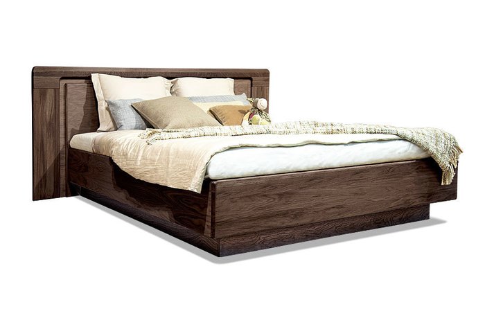 Кровать двуспальная Хедмарк 160х200 темно-коричневого цвета