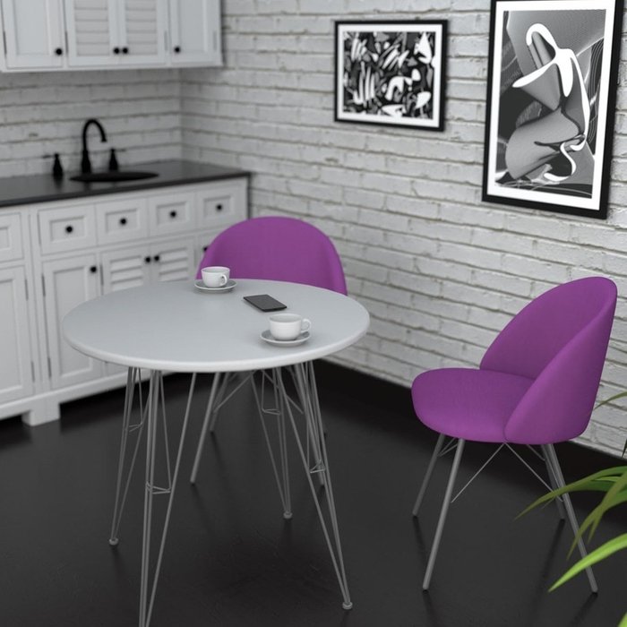 Обеденная группа из стола и двух стульев фиолетового цвета - лучшие Обеденные группы в INMYROOM