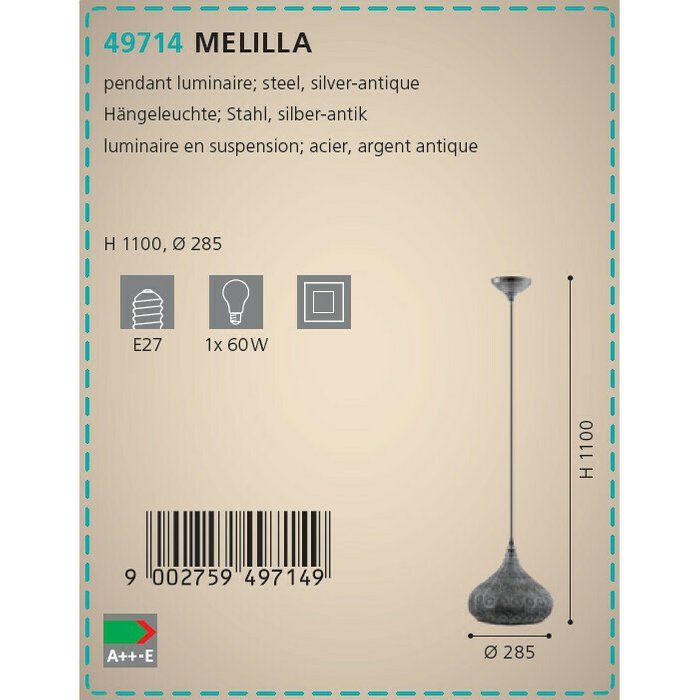 Подвесной светильник Eglo Melilla  - лучшие Подвесные светильники в INMYROOM