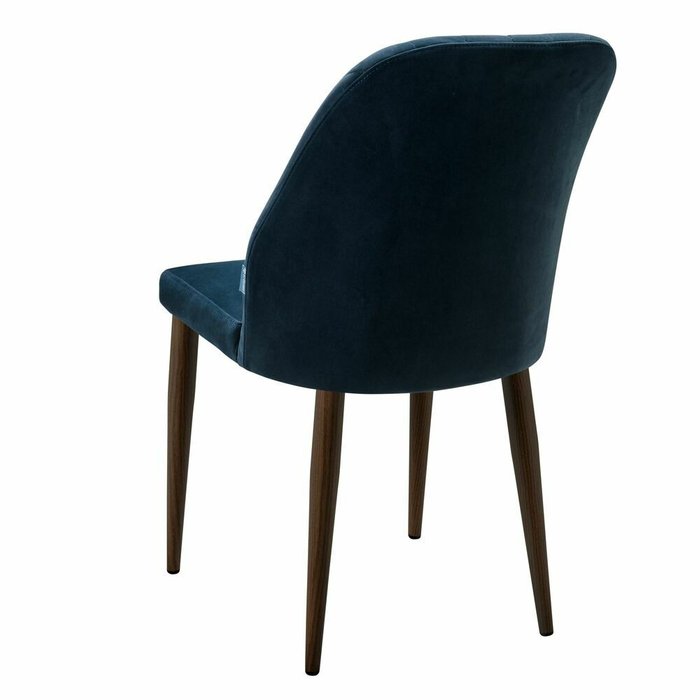 Стул Alen темно-синего цвета с коричневыми ножками - лучшие Обеденные стулья в INMYROOM