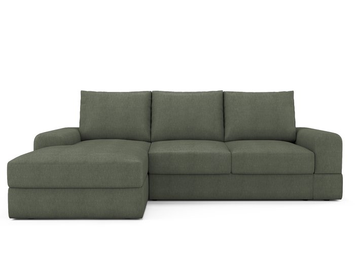 Угловой раскладной диван Elke левый темно-зеленого цвета