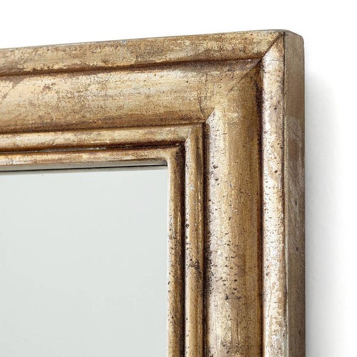 Зеркало настенное с рамкой из массива мангового дерева Afsan золотого цвета - лучшие Настенные зеркала в INMYROOM