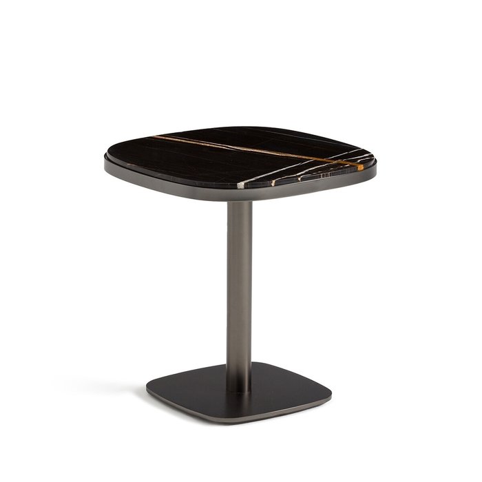 Стол на ножке из бурого мрамора Lixfeld черно-коричневого цвета