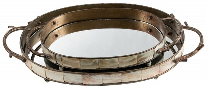Набор из подносов "Noelle oval tray with mirror" - купить Подносы по цене 18619