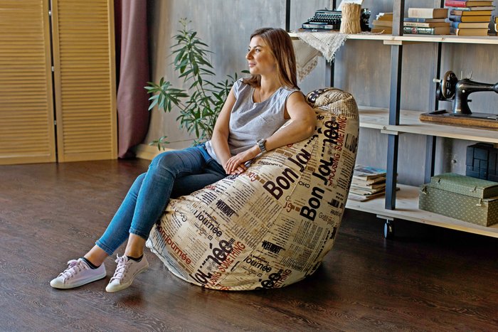 Кресло-мешок Груша XL Бонджорно бежевого цвета - лучшие Бескаркасная мебель в INMYROOM
