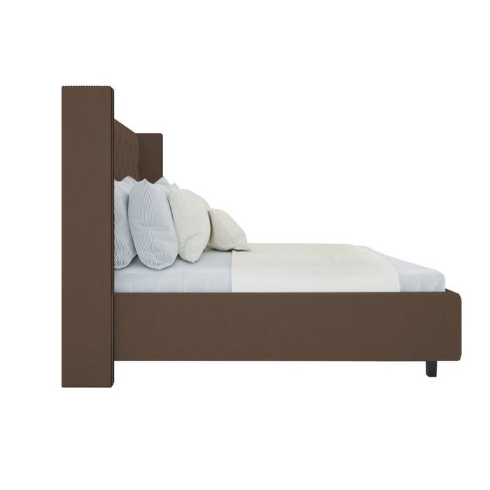 Кровать с декоративными гвоздиками Wing Велюр Светло-коричневый 160х200 - купить Кровати для спальни по цене 102000.0