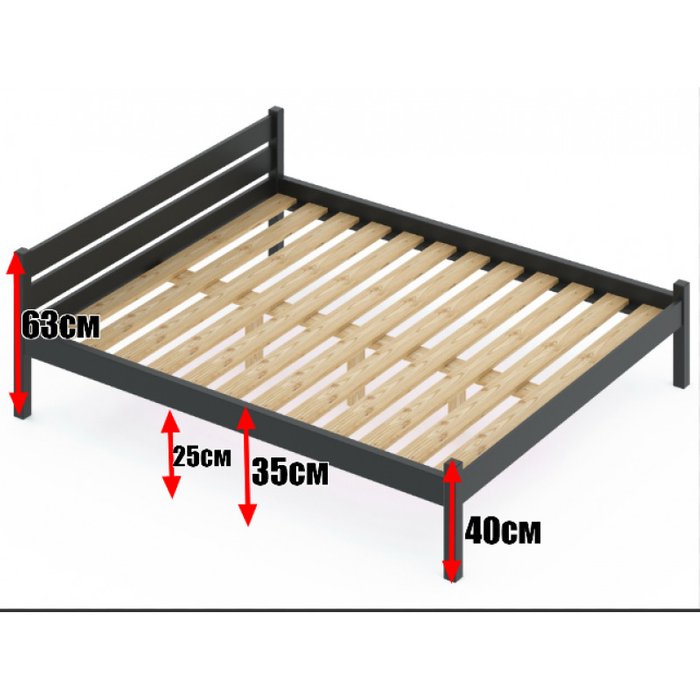 Кровать Классика сосновая 140х200 цвета антрацит - лучшие Кровати для спальни в INMYROOM