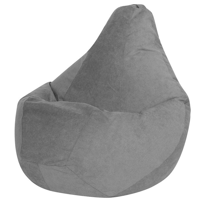 Кресло-мешок Груша L в обивке из велюра серого цвета