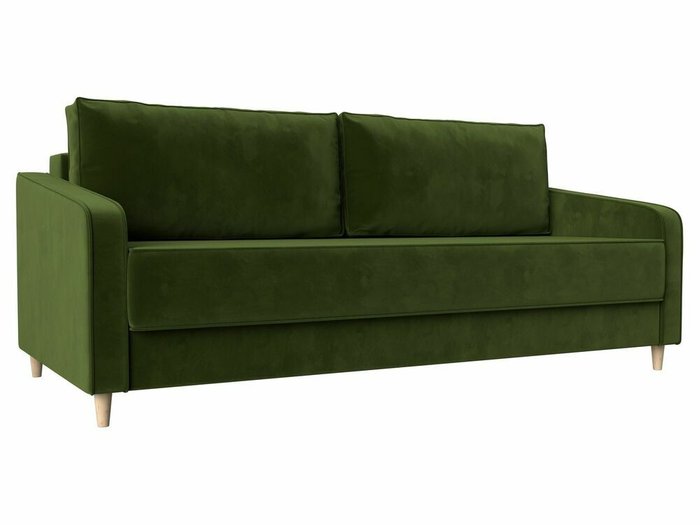 Прямой диван-кровать Варшава темно-зеленого цвета
