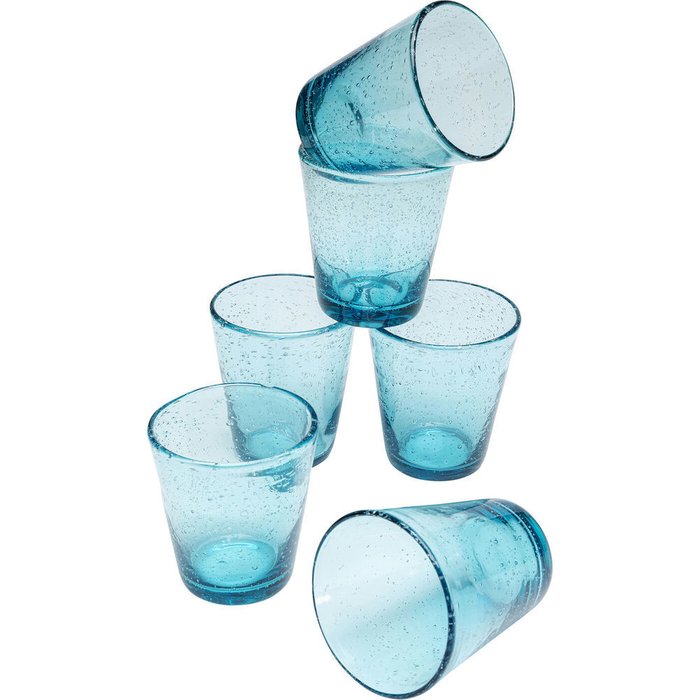 Набор из шести стакан Bubbles синего цвета - лучшие Бокалы и стаканы в INMYROOM
