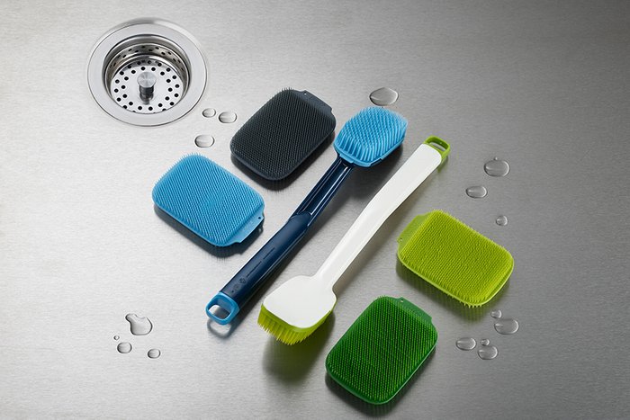Щетка для мытья посуды Clean Tech с запасной насадкой бело-зеленого цвета - лучшие Аксессуары для кухни в INMYROOM